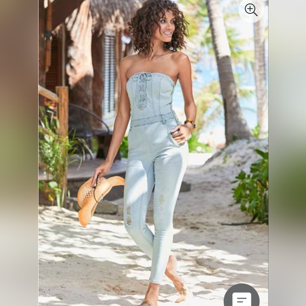 Venus Strapless Jumpsuit Denim  Size 4